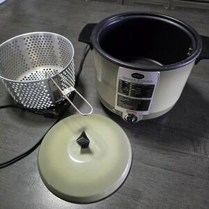 Vintage Sunbeam Cooker Deep Fryer CF-A Green Electric Fryer Basket Lid USA
